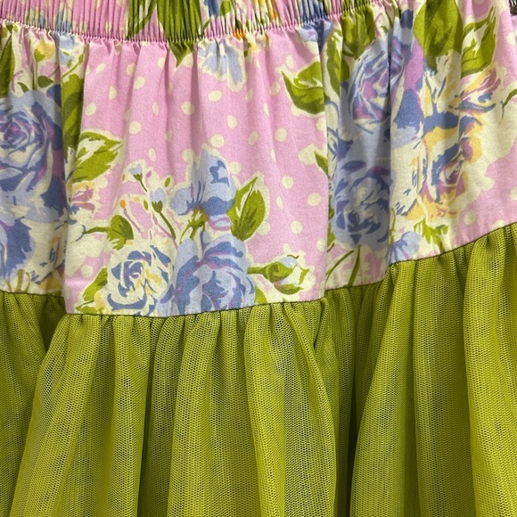Matilda Jane Olive Green Tiered Skirt with Floral Pink Waistband - Picture 4 of 4
